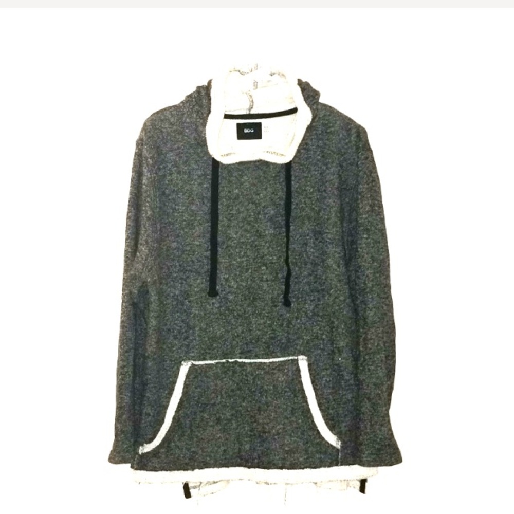 BDG black and white raw hem pullover hoodie.
